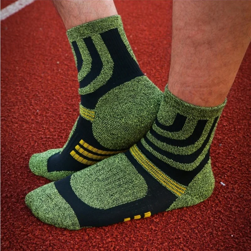 Coolmax-calcetines de compresión de algodón para hombre, medias de felpa para correr, fútbol, deporte al aire libre, baloncesto, ciclismo y viajes,