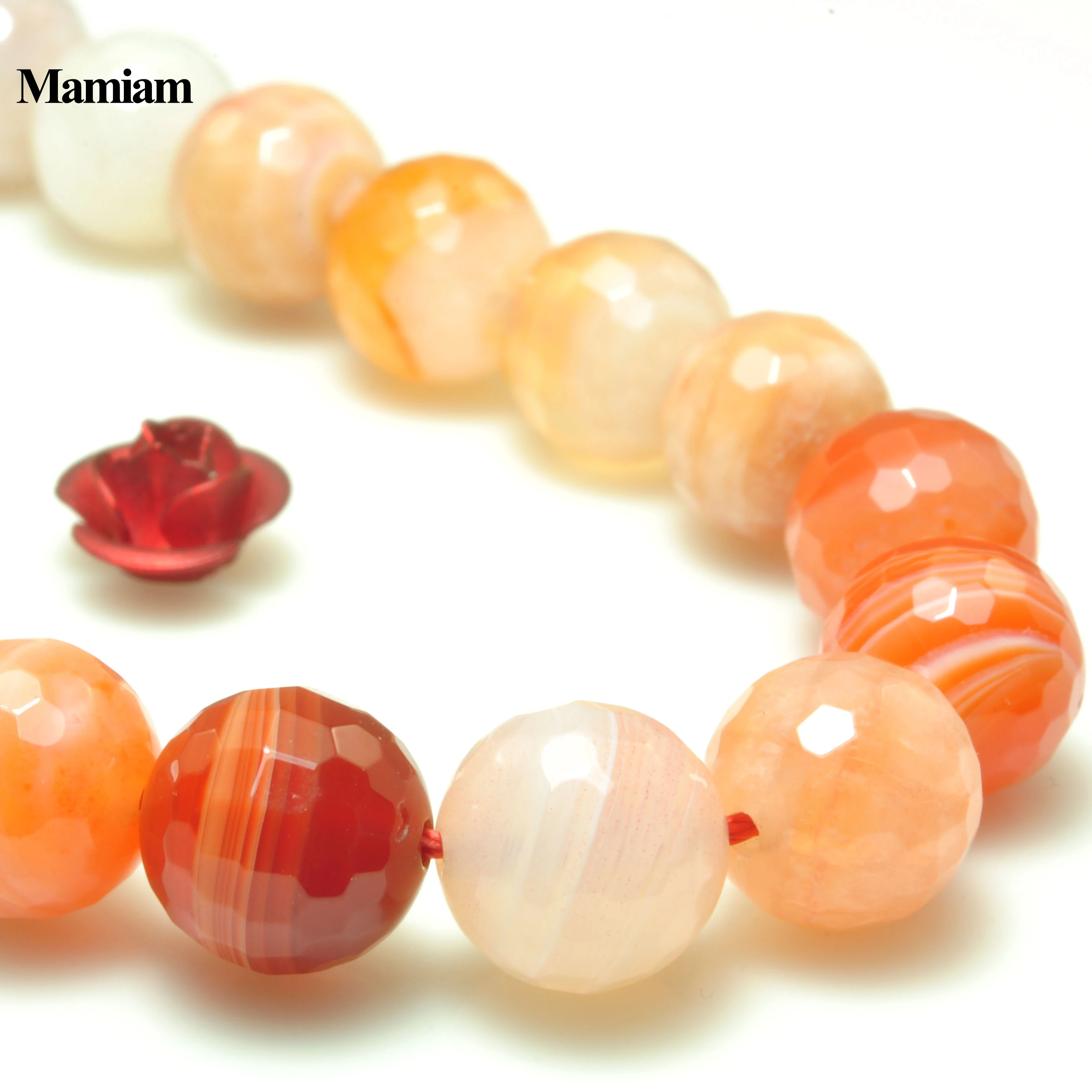 

Mamiam Natural Red Botswana Agate Faceted Round Beads 7.8+-0.2mm Loose Stone Diy Bracelet Necklace Jewelry Making Gift Design