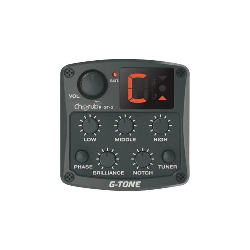 Cherub G-Tone GT-3 4-Band Acoustic Guitar EQ Preamp System Piezo Pickup Equalizer Chromatic Tuner Phase Effect Guitar Accessory