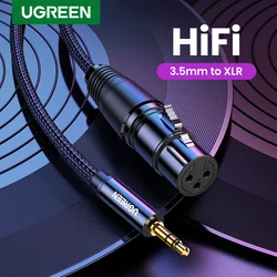 Ugreen-ミニマイク,hifiケーブルxlr 3.5mm,カムコーダー用のAUXコード,DSLRカメラコンピューター