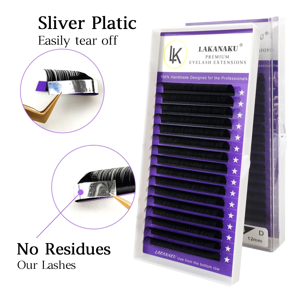 LAKANAKU Soft Super Matte Individual Volume Eyelashes Extensions Individual Lashes Fluffy Classic Lash Extensions Trays