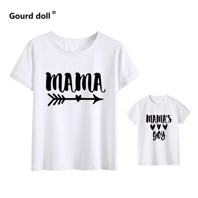 Summer family matching short t shirt MAMA LOVE BOY print mommy and girl son baby fashion Cotton t shirt kids outfits Clothes