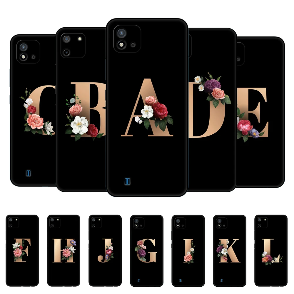 For Realme C11 2021 2020 Case Soft Silicon Back Cover For OPPO RealmeC11 C 11 Phone Case black tpu case Funny Custom name Letter