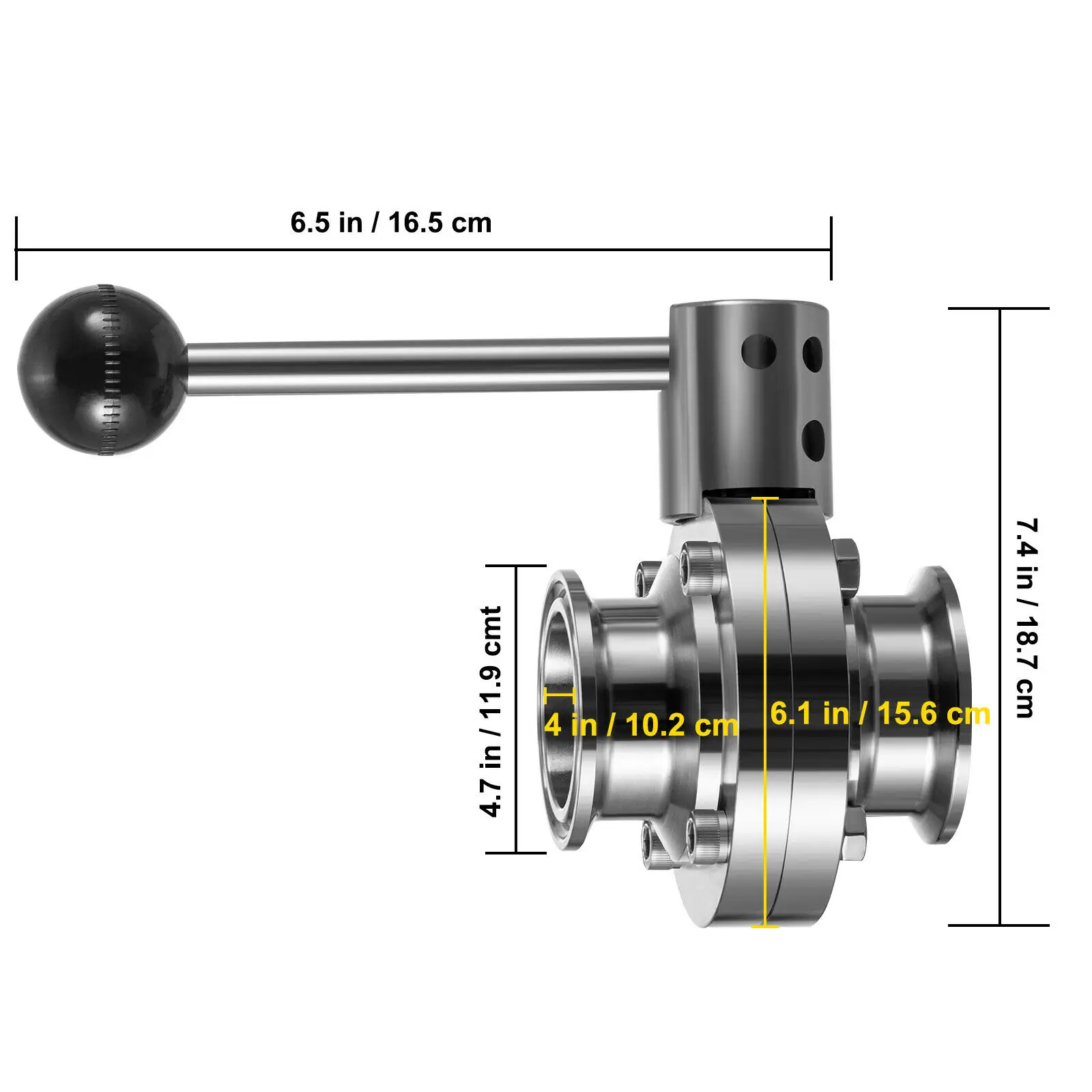 VEVOR Vệ Sinh Bướm Van Thích Nghi Với Độ Cứng Cao Kẹp Đường Kính Ngoài Cho Thép Không Gỉ Hệ Thống Đường Ống Trong Nhiều Ngành Công Nghiệp