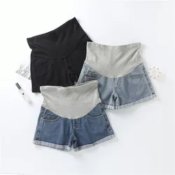 Summer Short Pant for Pregnant Women Denim Cotton Pregnant Women's Shorts High-Waisted Maternity Panties Adjustable Loose Pants