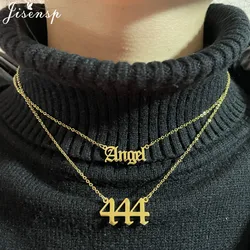 Stainless Steel Angel Number Necklace 111 333 222 555 666 444 888 999 777 Lucky Number Pendant Necklaces for Women Men Wholesale