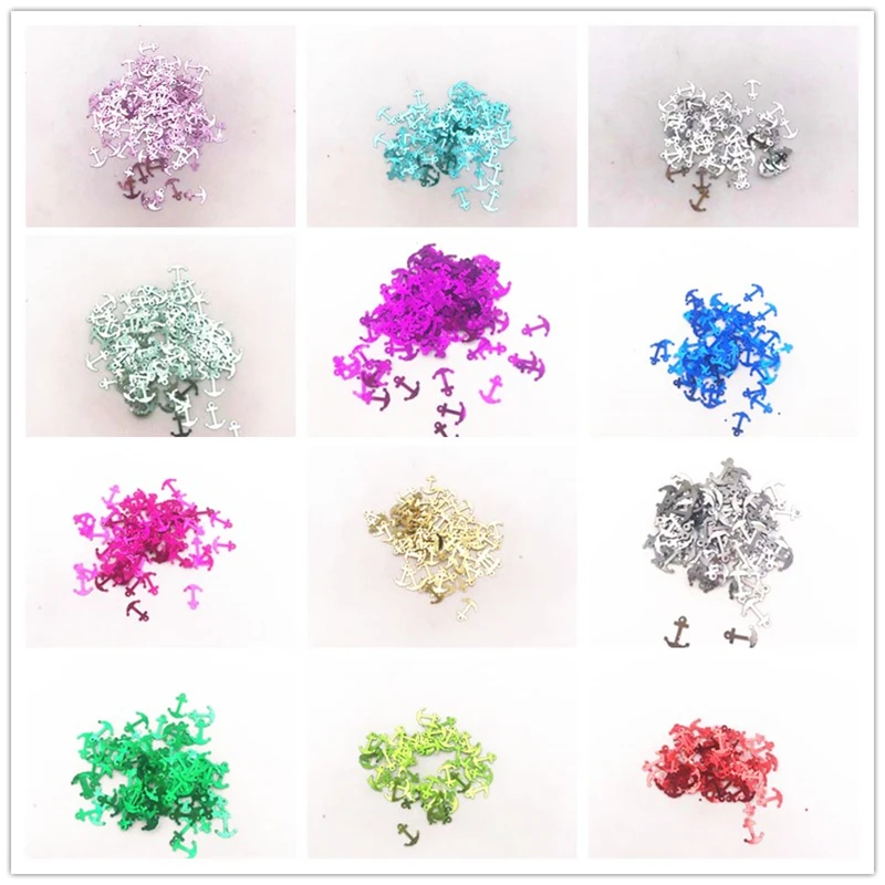 10g/bag11 * 14mm barco âncora forma lantejoulas pvc paillettes estilo náutico decorar diy casamento costura artesanato lentejuelas acessórios