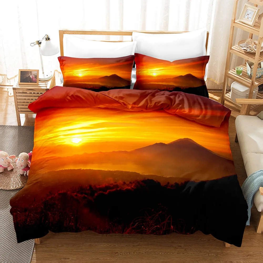 

Goldon Sunset Bedding Set Tropical Beach Holiday Duvet Cover Set Girl Bed Cover Set Sunrise Quilt Cover Pillowcase Single Double