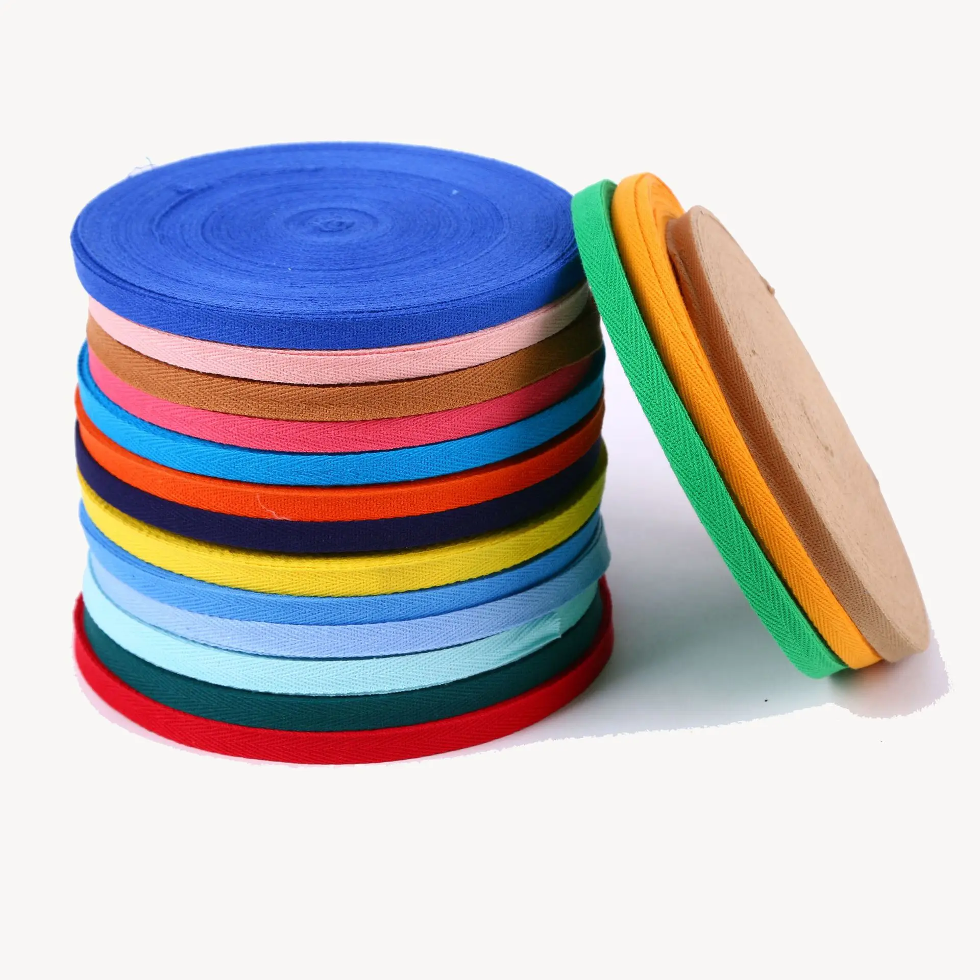Colourful 10mm 20mm Cotton Ribbon Webbing Herring Bonebinding Tape Lace Trimming for Packing Accessories DIY 5meter