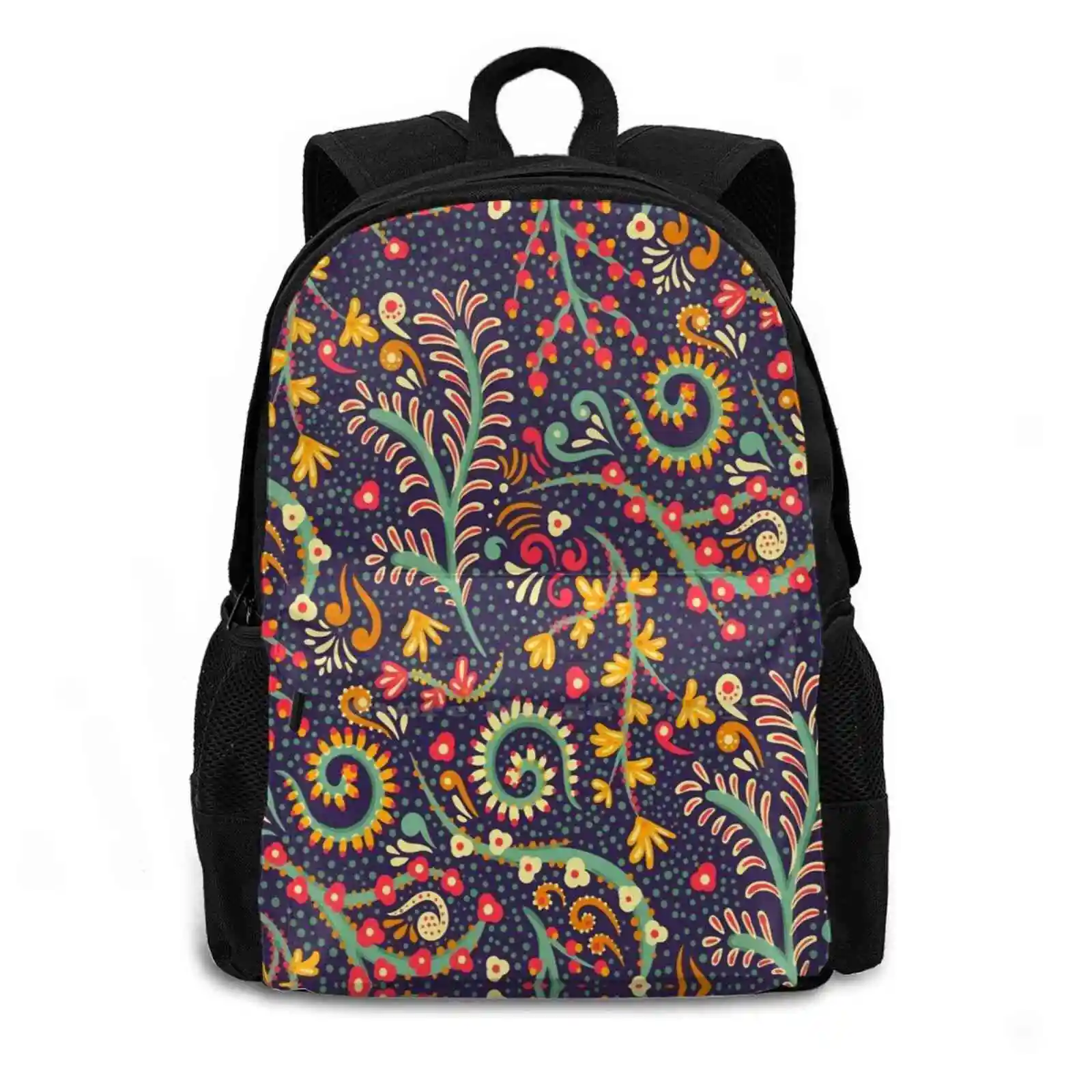 Floral Bohemian Pattern Backpack For Student School Laptop Travel Bag Aztec Tribal Pattern Bohemian Mandala Boho Floral Color