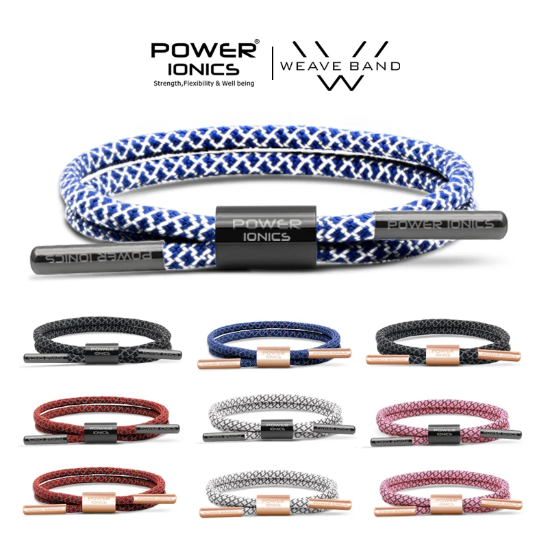 Power Ionics Reflective Braided Rope Titanium Germanium Wristband Bracelet Free Lettering