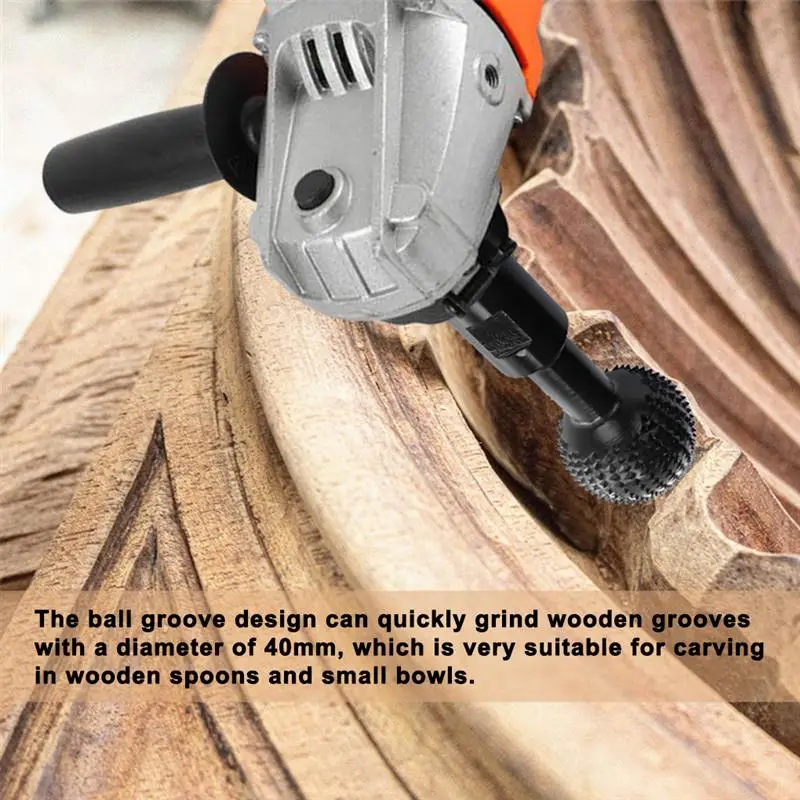 Angle Grinder Ball Woodworking Grooving Grinder Head Ball Gouge Spherical Spindles Shaped Wood Gouge Power Carving Attachment