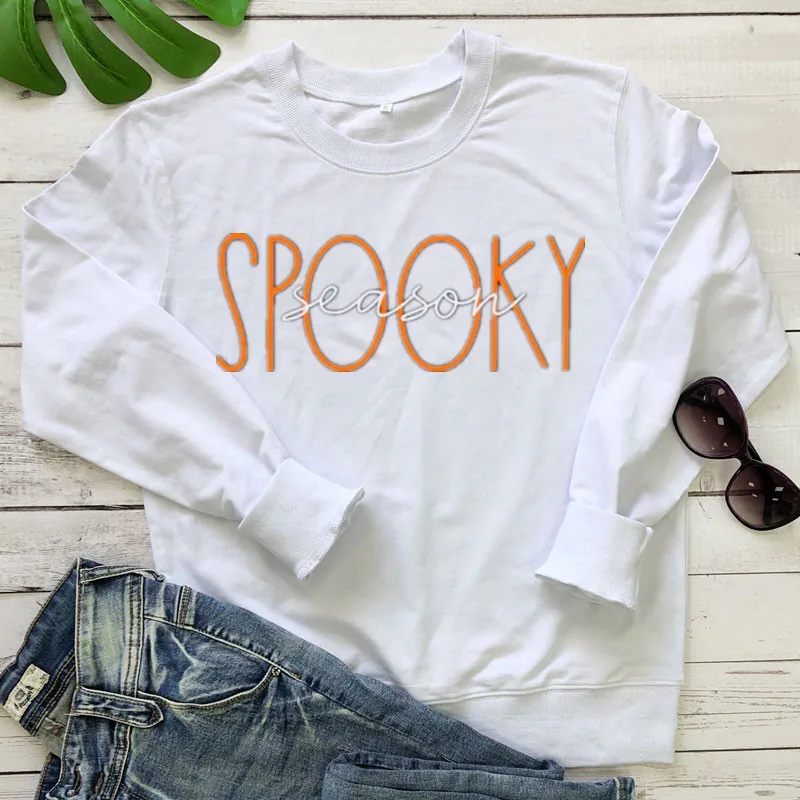 

Spooky Season Sweatshirt Fall Sweater Halloween kawaii Sweater harajuku Fashion 100%Cotton Sweatshirt Pullover Drop Shipping