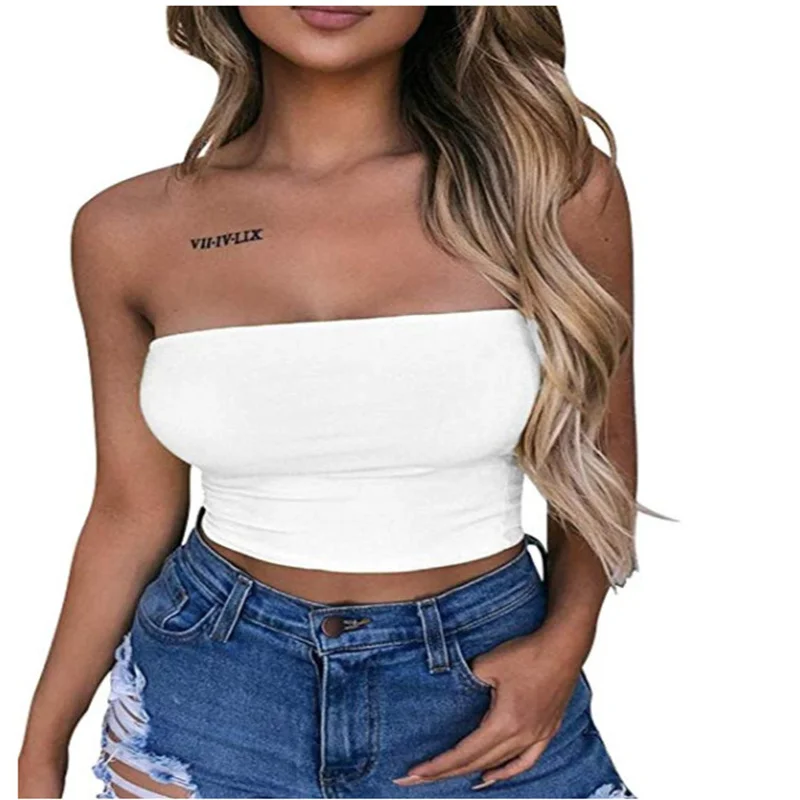 Top Women Bra Selling Solid Color Tube Tops in Europe and America New Yoga Sports Women\'s Wrapped Vest Women\'s Tube Top Cropped