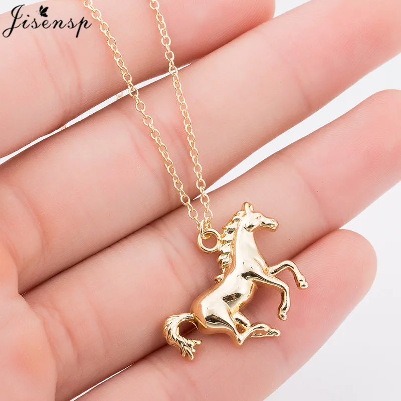 Lucky Running Horse Pendant Necklace Women Jewelry Cute Animal Horseshoe Horse Necklaces Mother\'s Day Accessories Wholesale 2024