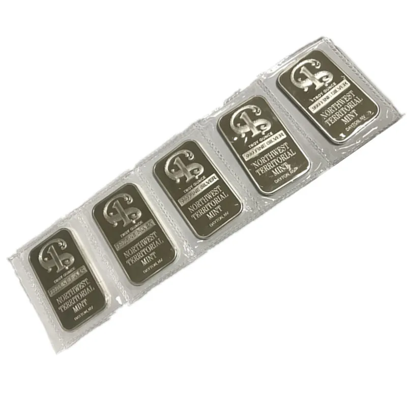 

Non-Magnetic Silver Plated Ingot Badge, Vacuum Sealed Packing Decoration Bars, 1 OZ, 50x28mm, Nordic Bar, 10 Pcs