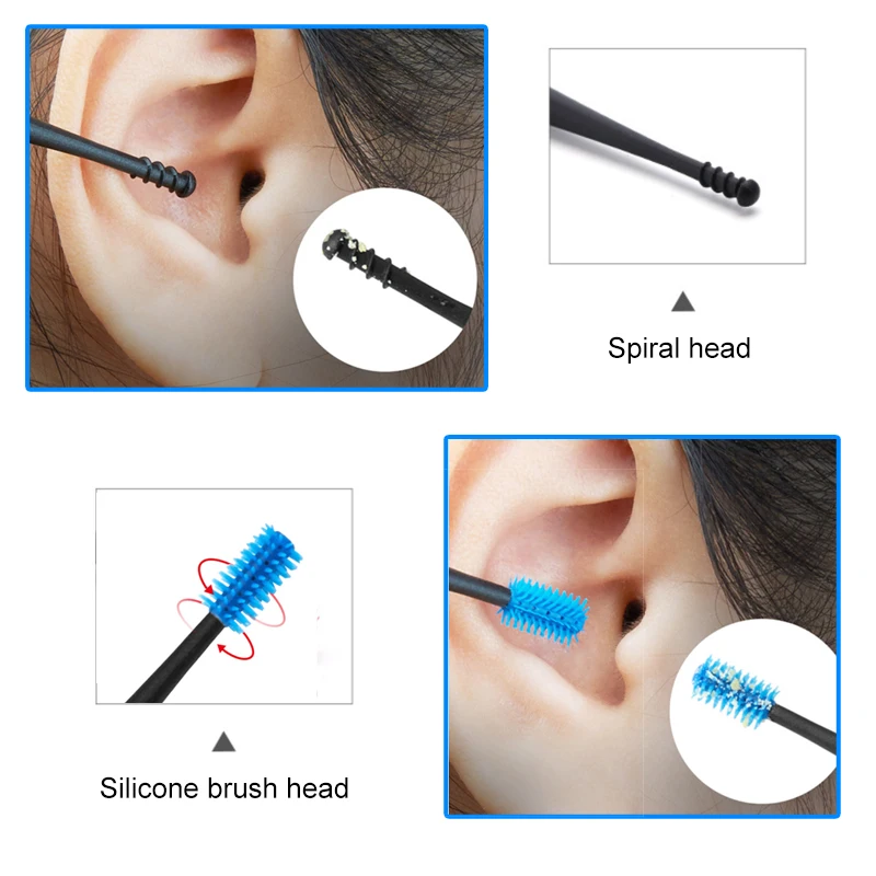 1Pcs Silicone Ear Wax Remover Ear Wax Earpick Remover Cleaner Brush Double Sided Spoon Brush Care Soft Cleaning Massage C2023