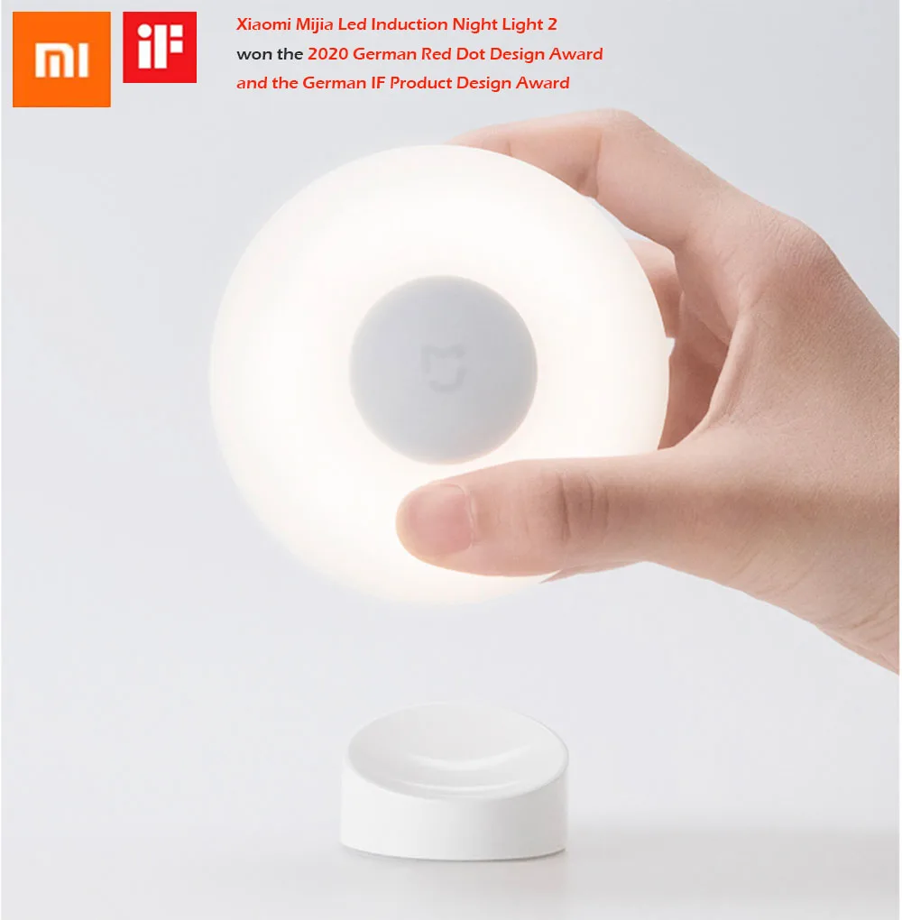 ใหม่ Original Xiaomi Mijia Night Light 2รุ่นปรับความสว่างสมาร์ทอินฟราเรด Body Sensor พร้อมฐานแม่เหล็ก