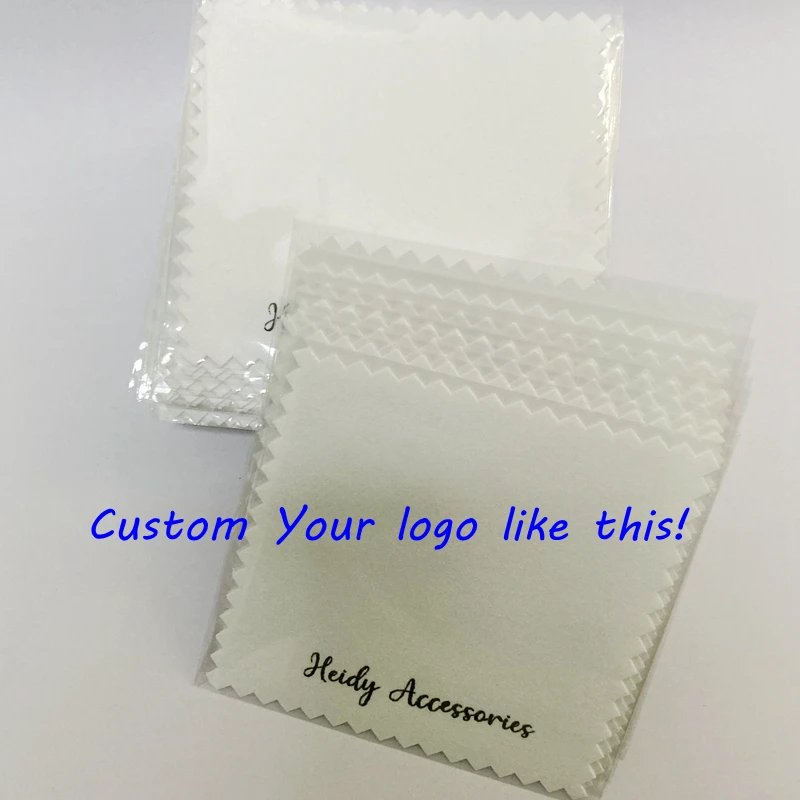 5000PCS Print Custom LOGO  8*8cm Silver Polish opp bags Cloth  silver Jewelry Cleaner Blue Microfiber suede  fabric material