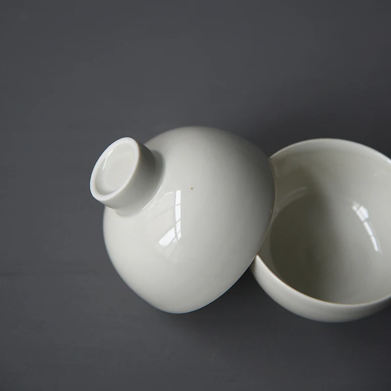 ★of the manual spray ivory white porcelain sample tea cup kunfu tea light plant ash glaze wen xiang dou tall foot cup