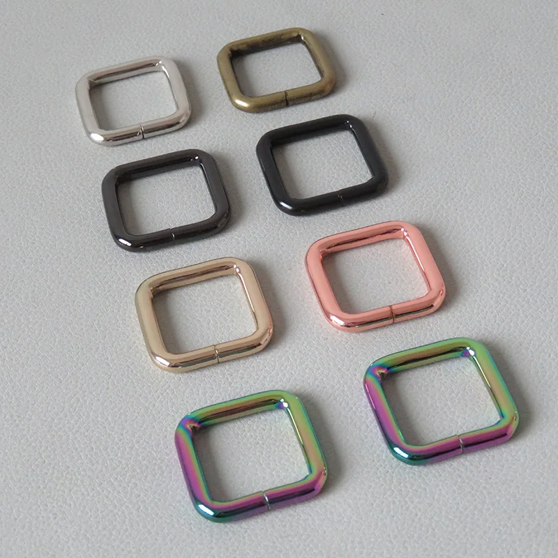 

100Pcs/Lot Wholesale 20mm Webbing Metal Ring Square Buckle For Bag Backpack Accessory Belt Loop Hardware Dog Leash Leads Clasp