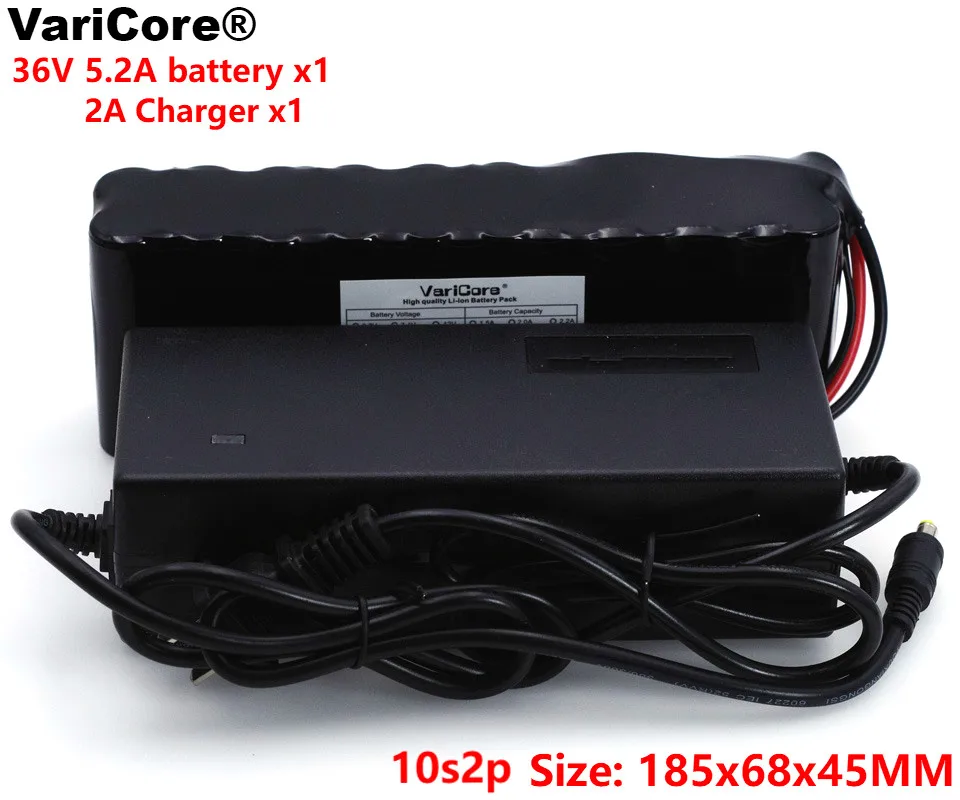 

VariCore 36V 5.2Ah 10S2P 18650 Rechargeable battery pack 42V Protection PCB+2A Charger