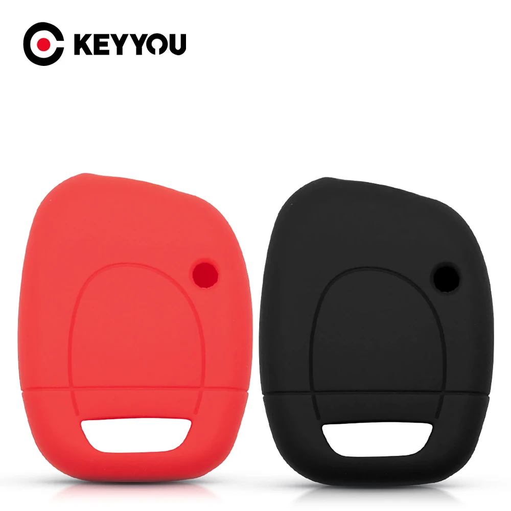 KEYYOU 1 Buttons Rubber Silicone Key Case Cover For Renault Clio Kangoo Master Twingo Vauxhall Movano Keyless Car Fob Protector