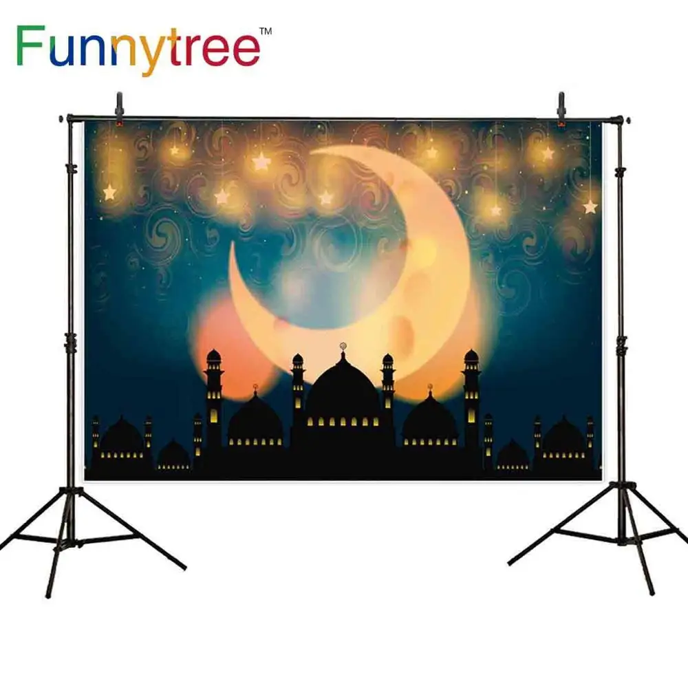 Funnytree backdrop photography photo studio Eid al-Fitr mubarak night moon light Arab Castle background photo shoot photocall