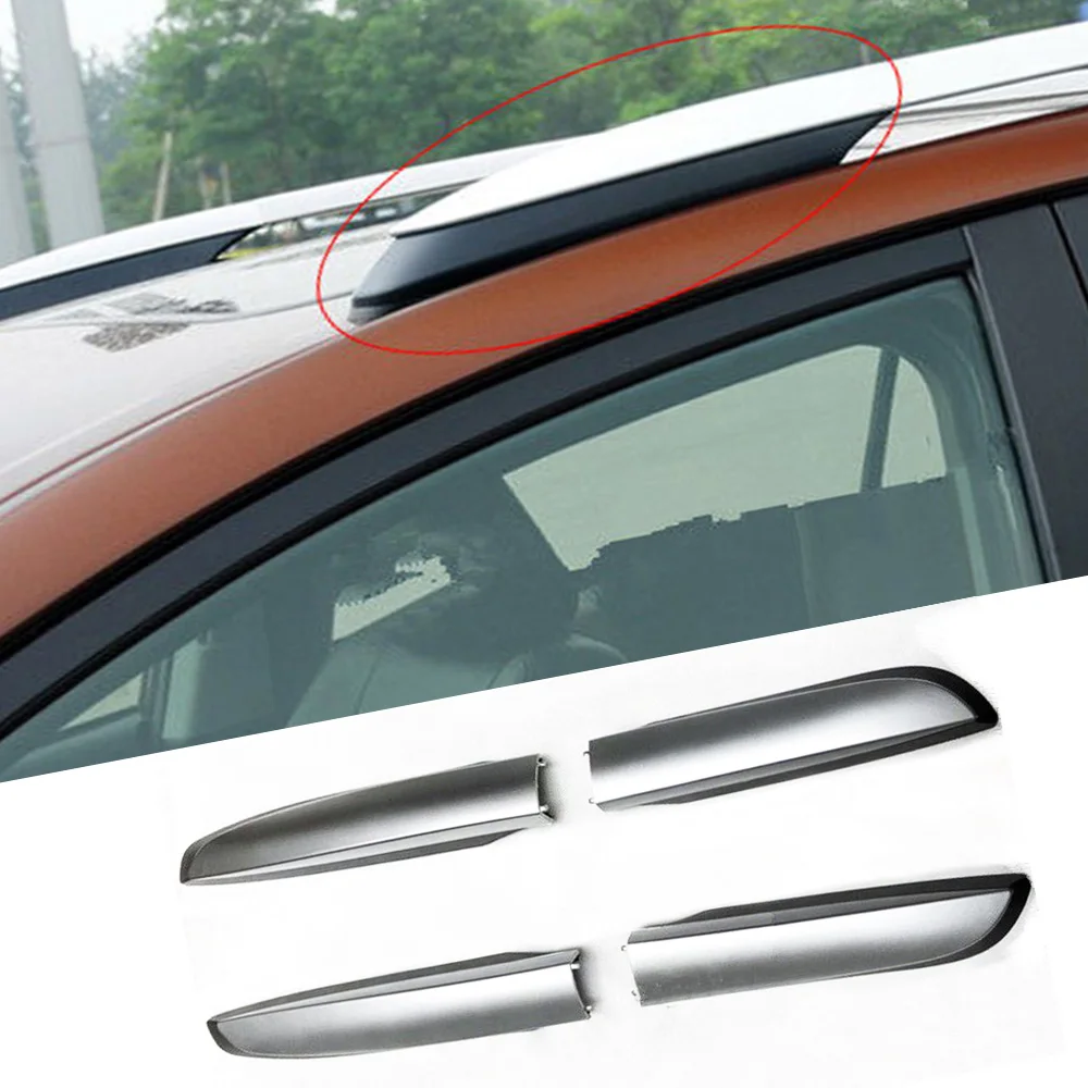 4Pcs Silver Roof Rack Luggage Rack Bar Rail End Cover Shell Cap Trim For Toyota RAV4 XA40 2013-2015 2016 2017 2018 Replacement