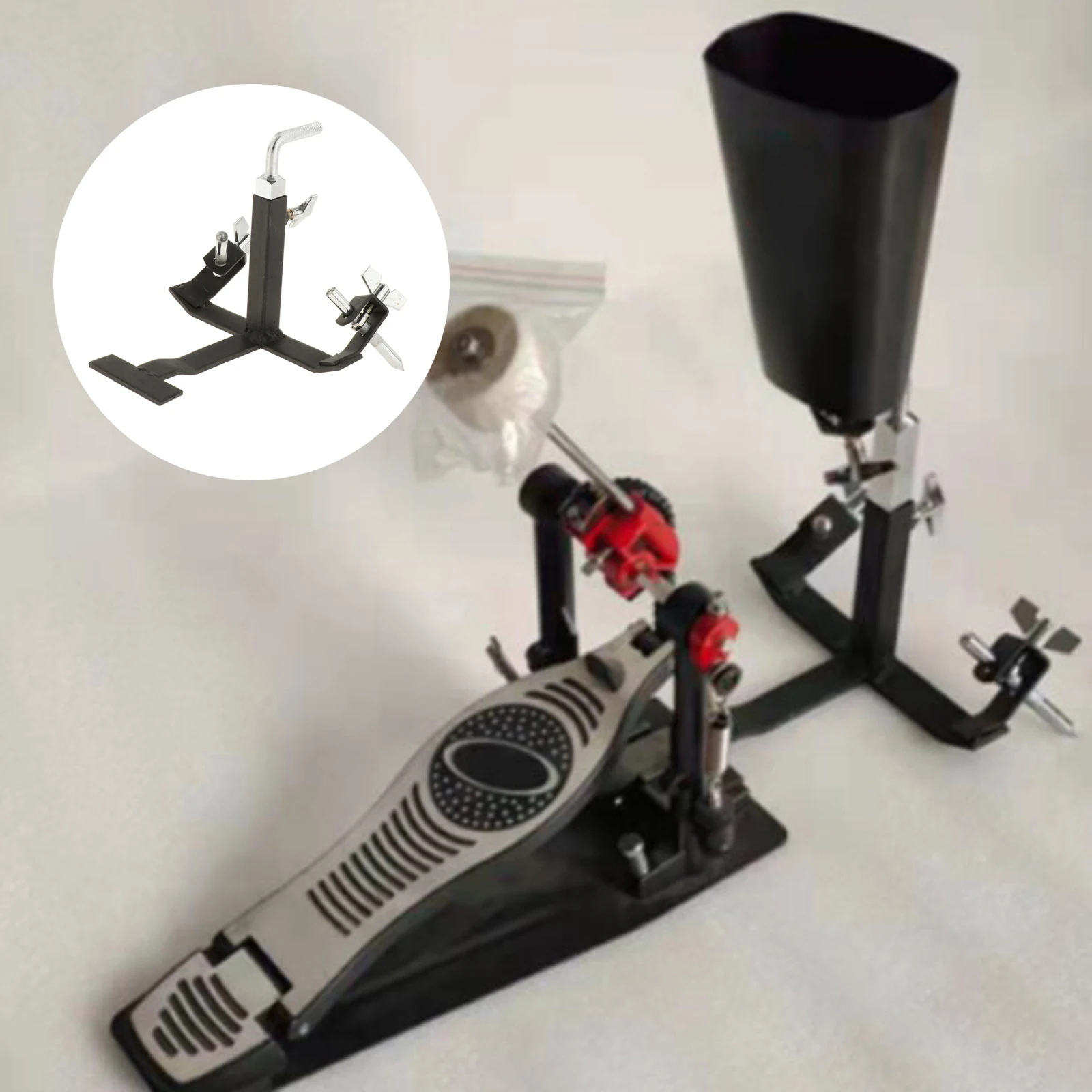 Cowbell Pedal Foot Bracket Percussion Cowbell Drum Cymbal Stand Pedal Cowbell Bracket for Concert Practice Room