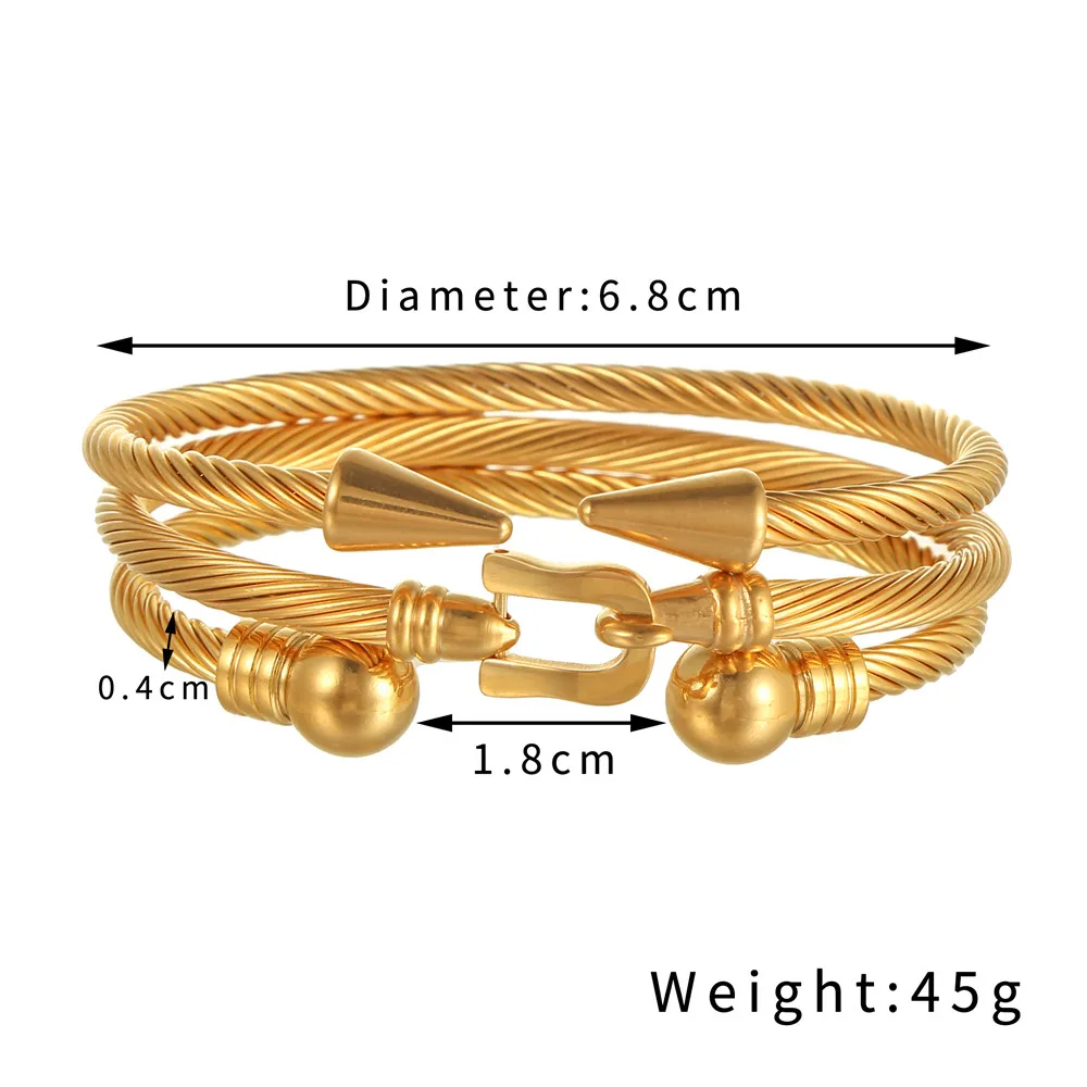 3pcs/set Fashion Mens Women Buckle Bangle Jewellery Men Luxury Royal Rivet Bangle Set For Women Fashion Armband Black Gold Cuff