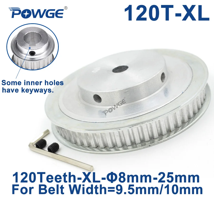 

POWGE Trapezoid 120 Teeth XL Synchronous pulley Bore 8mm for width 8/10/12/20/25mm Timing Belt 120-XL-037 BF gear 120teeth 120T