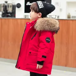 2022 New Boys Down Jacket winter Thick Warm Outerwear  Boys Kids Parka Real Fur Hooded Snowsuit Children's Glothes 10 12 14 Year