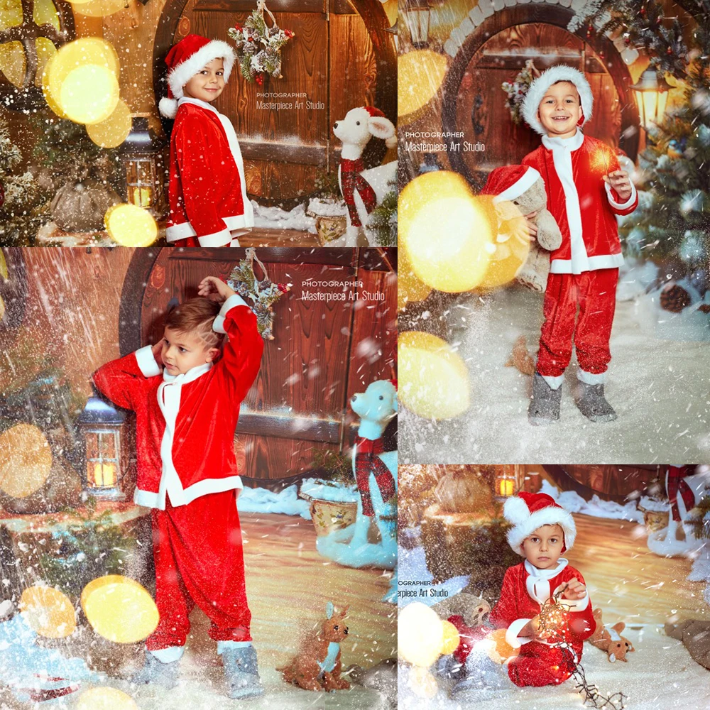 Capisco Winter Photography Backdrops Christmas Tree Deer Gift Lantern Kids Gift Pine Backgrounds Photocall For Photo Studio