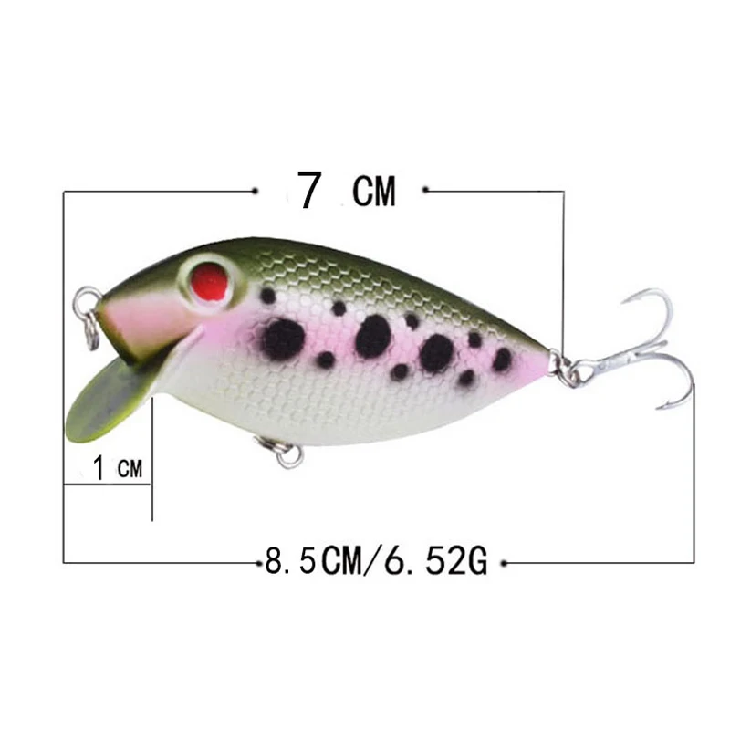 1PCS Hard VIB Lures Fishing Bait Treble Hooks Sinking Crankbait Wobber Fishing Tackle 6.5g 7cm