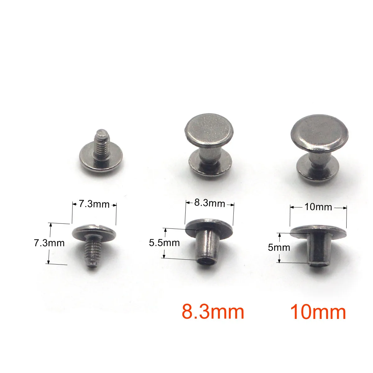 20Sets Diameter 8.3mm 10mm Leathercraft Accessories Rivet Craft DIY Screws Fastening Studs Belt Decor Jewelry Made Supplies