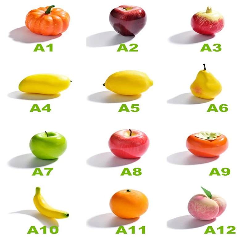 1 Pcs Mix Decorative Artificial Fruit Apple Pear Orange Fruits Fake Kids Cognitive Teaching Aids Fruit EVA Plastic Shop Display