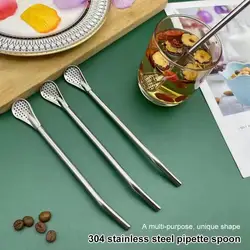 Stainless Steel Drinking Straw Filter Spoons Yerba Mate Tea Straws Bombilla Tea Filter Reusable Tea Tools Kitchen Accessories