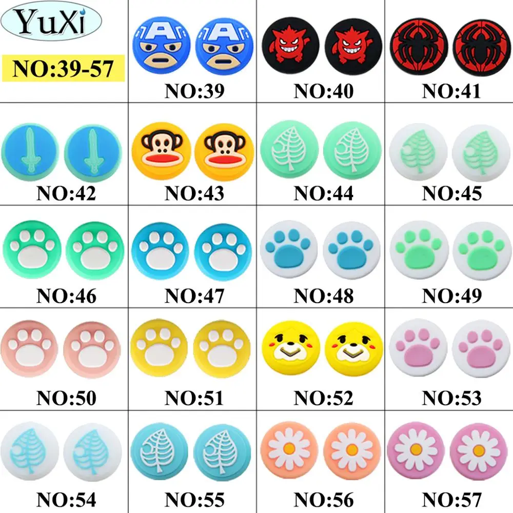 YuXi 1Piece Animal Crossing Flower Leaf Thumb Stick Grip Cap Joystick Cover For Nintend Switch Lite NS Joy-Con Controller Case