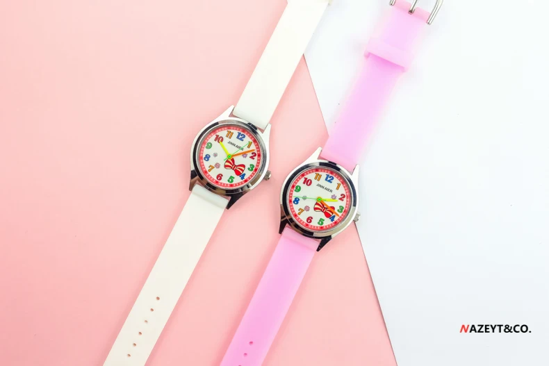 Orologio al quarzo in silicone per bambini orologio da polso in gelatina con fiocco di bellezza con nodo a fiocco per ragazze, bambini, studenti, orologio regalo