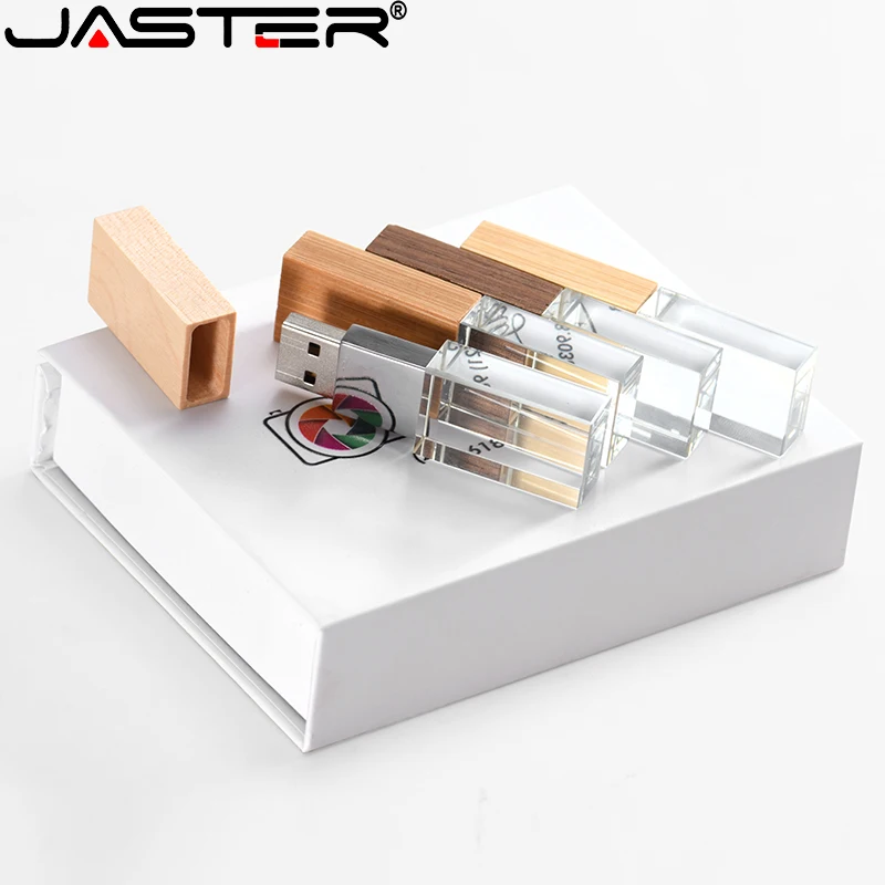 

Wooden Crystal USB2.0 Flash Drive 4G 8G 16G 32G 64GB 128G Custom LOGO Pen Drives Colour Print Memory Stick Real Capacity U Disk