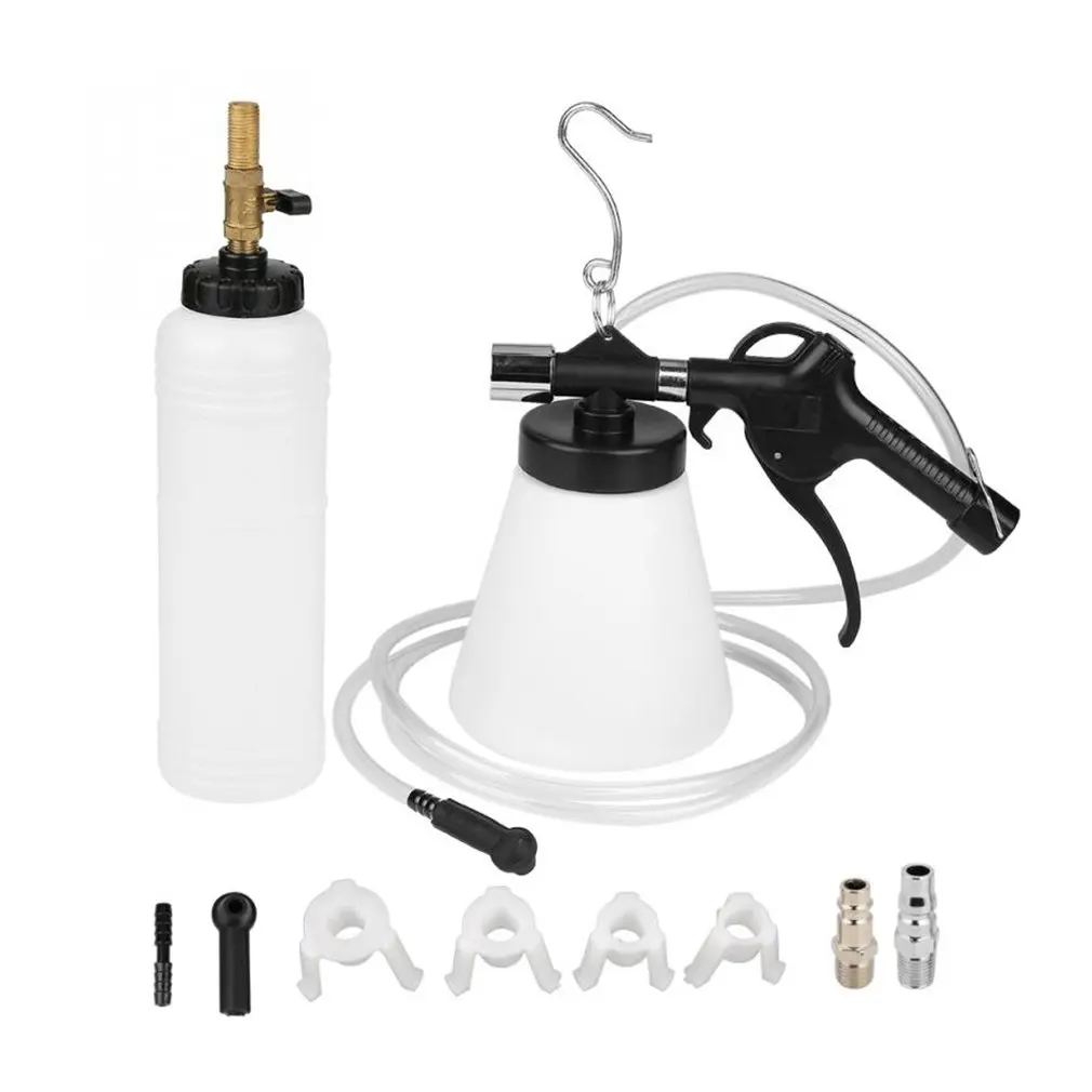 Pneumatic Air Brake Bleeder Kit Plastic Clutch Vacuum Bleeding Extractor Fluid Fill Change Machine Double Pot 10 Pieces Set