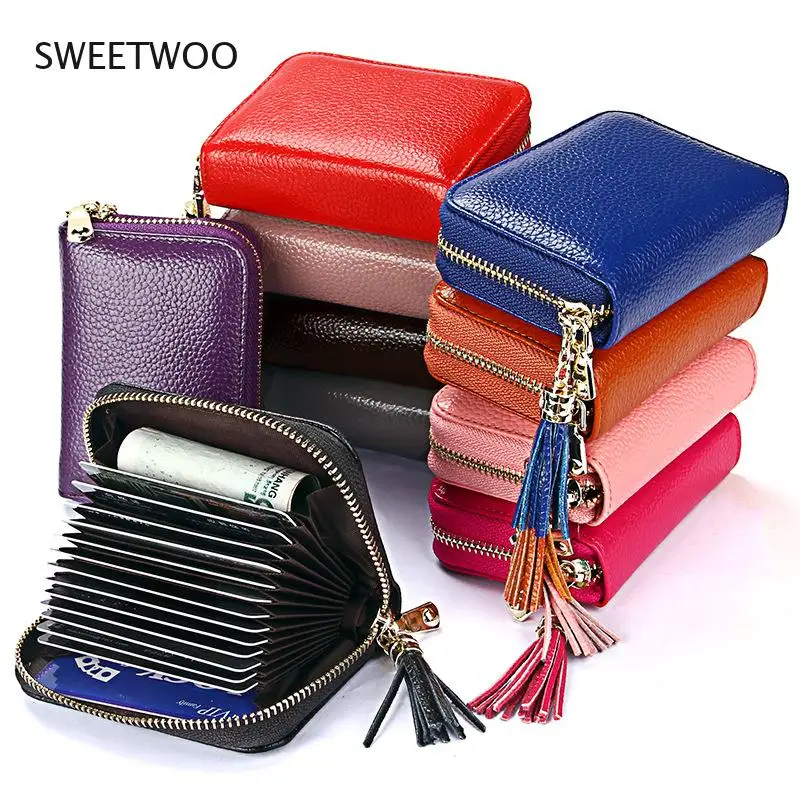 

Card holder for men and women, multifunctional fashion convenient small bag pendant tassel antimagnetic leather card holder