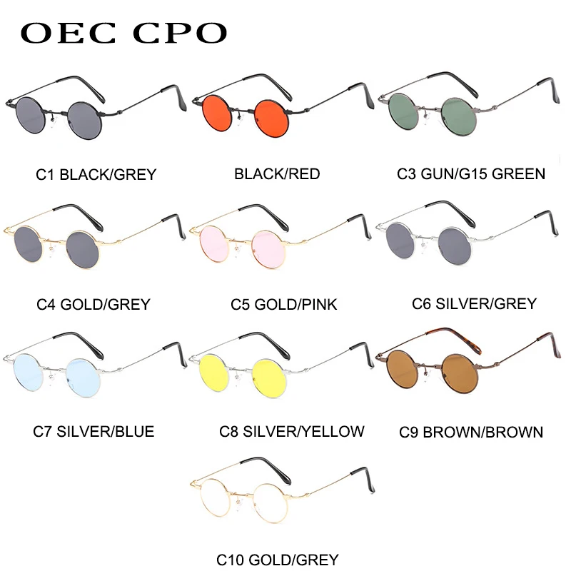 Vintage Mężczyźni Okulary przeciwsłoneczne Kobiety Retro Punk Style Mała okrągła metalowa ramka Kolorowe soczewki Okulary przeciwsłoneczne Moda Okulary Gafas sol mujer — zdjęcie 7