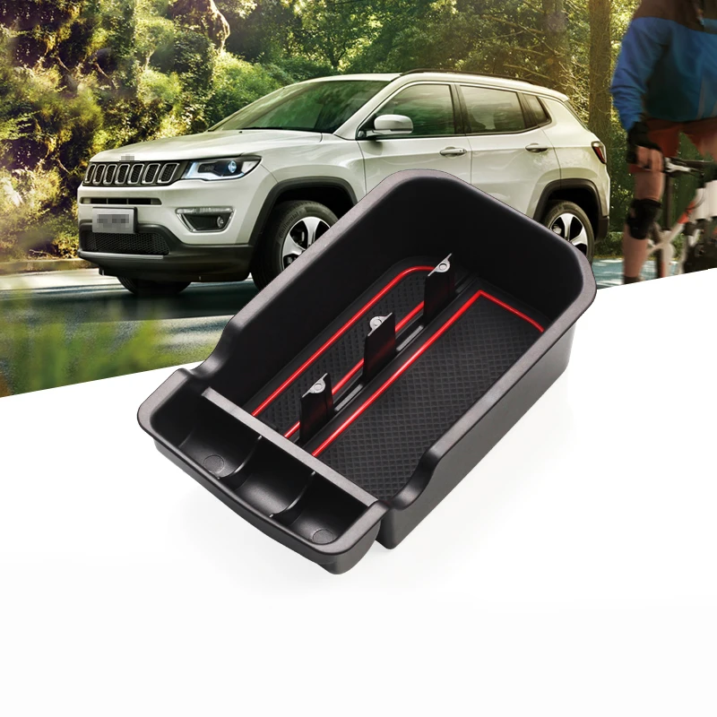 For Jeep Compass 2th 2017 2018 2019 2020 ABS With Rubber Car Armrest Box Car Storage Box Cover Interior Glove Box Accessories