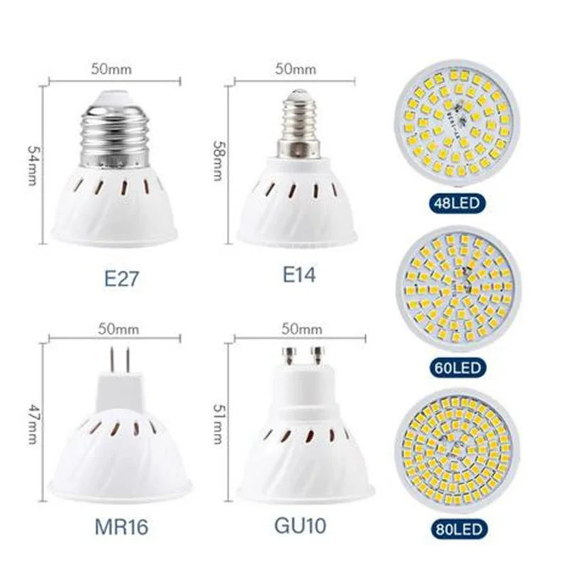 

10X High Power GU10 GU5.3 E27 E14 MR16 2835SMD LED Spotlight Ampoule 9W 12W 15W Light Dimmable Bombillas 220V Lamp LED Bulb