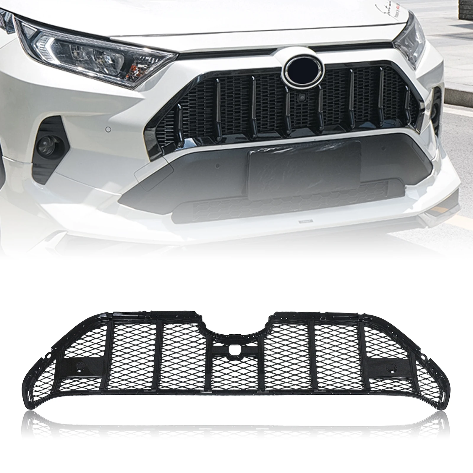 

For Toyota RAV4 2019 2020 2021 2022 Front Grille Honeycomb Style Racing Grill Black/Silver Upper Bumper Intake Hood Mesh Grid