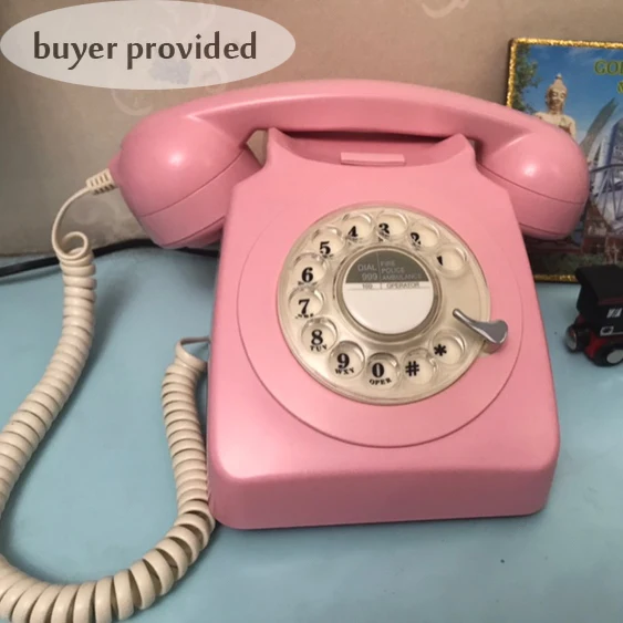 Revolve Dial Vintage Landline Retro Telephone Wire Rotate Fixed Phone pink table Black Yellow Home office Europe style R306