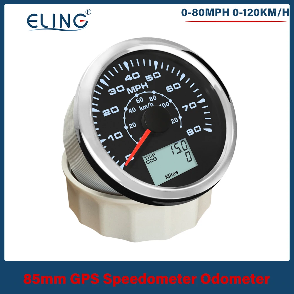 

ELING 85mm Marine Auto GPS Speedometer Odometer 35 MPH 50 km/h 80MPH 120km/h 160 MPH 220 km/h 200 MPH 300 km/h 8 backlights