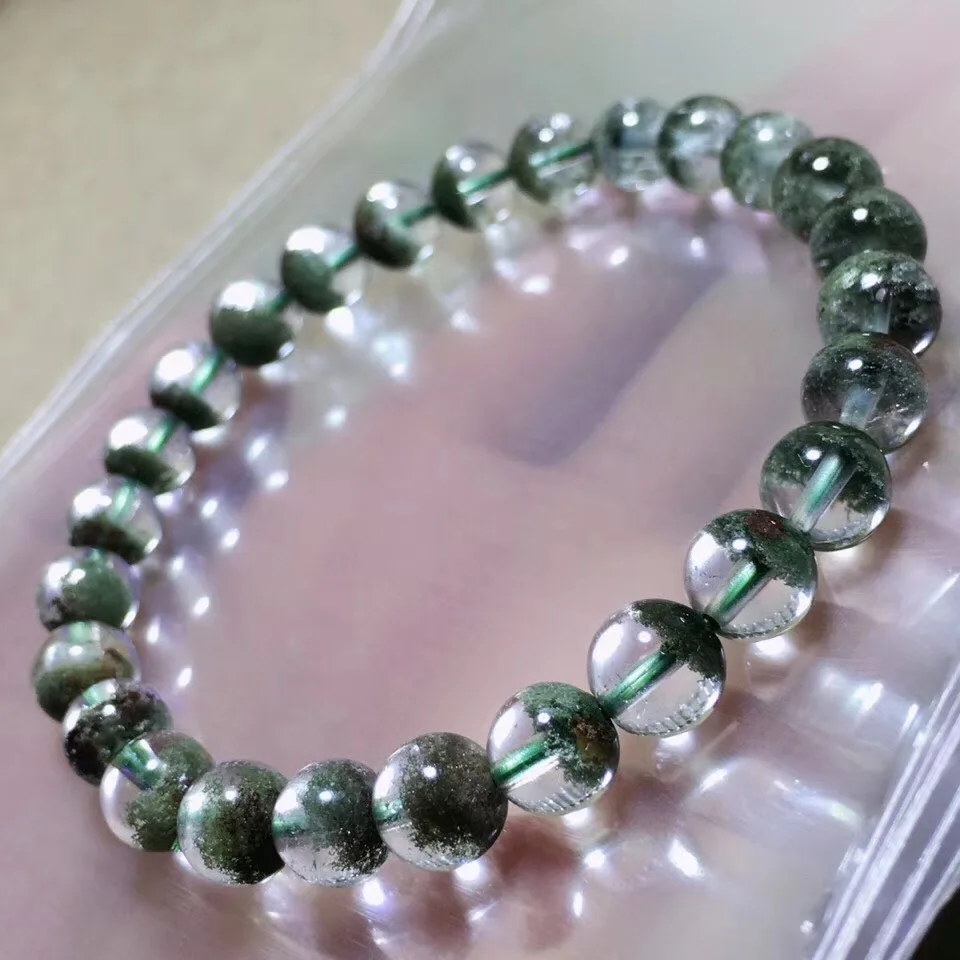 7mm Natural Green Phantom Quartz Bracelet For Woman Man Crystal Round Beads Stretch Wealth Clear Lucky Stone Rare Jewelry AAAAA